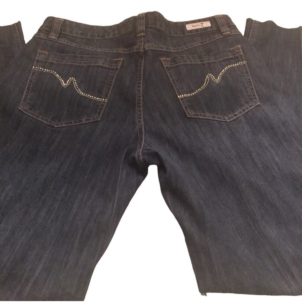 Metro 7 Straight Blue jeans with crystals‎ On Pockets Women’s Size 10